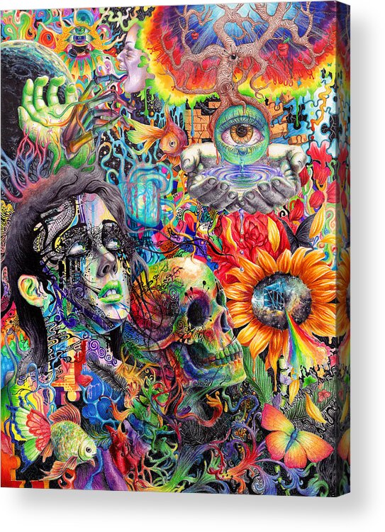 Trippy Acrylic Print featuring the painting Cerebral Dysfunction by Callie Fink