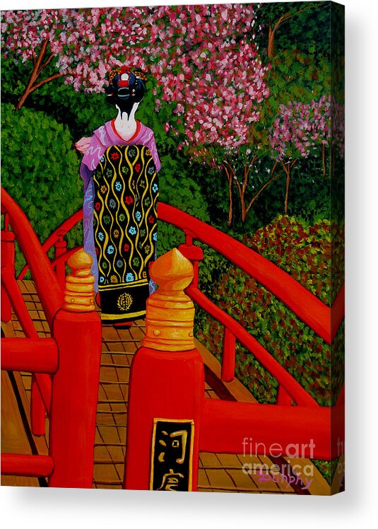 Japan Acrylic Print featuring the painting Cherry Blossoms by Anthony Dunphy