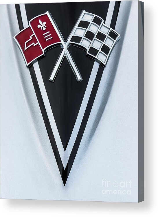 Corvette Acrylic Print featuring the photograph Chevrolet Corvette Sting Ray Racing Flags by Colleen Kammerer