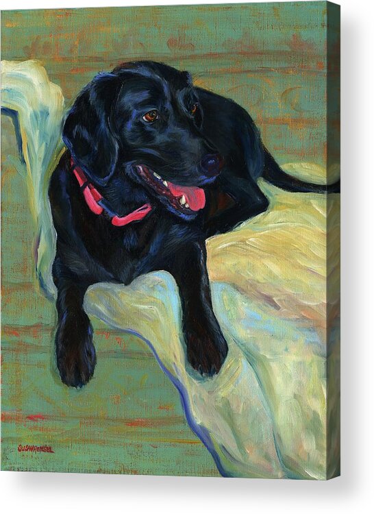 Pet Portrait Acrylic Print featuring the painting Chloe by Susan Hensel