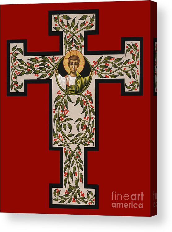 Christ Emmanuel Flowering Cross Acrylic Print featuring the painting Christ Emmanuel Flowering Cross 018 by William Hart McNichols