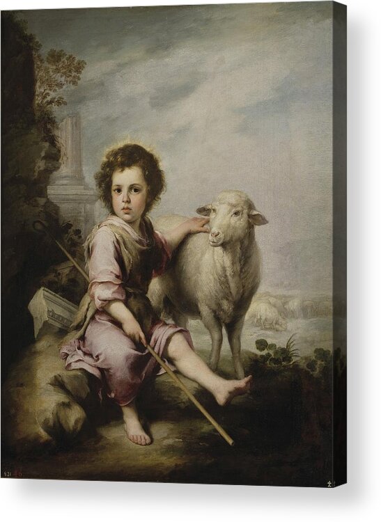 Murillo El Buen Pastor Acrylic Print featuring the painting Christ the Good Shepherd by MotionAge Designs