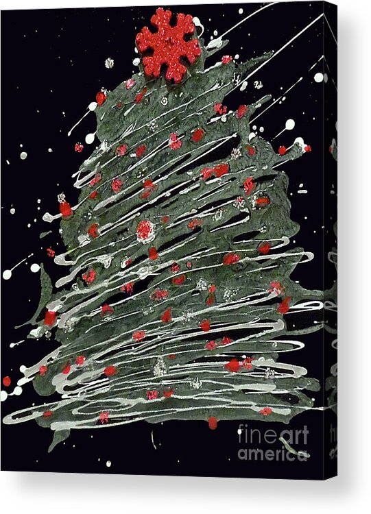 Christmas Tree Greeting Card Acrylic Print featuring the painting Christmas Classic by Jilian Cramb - AMothersFineArt