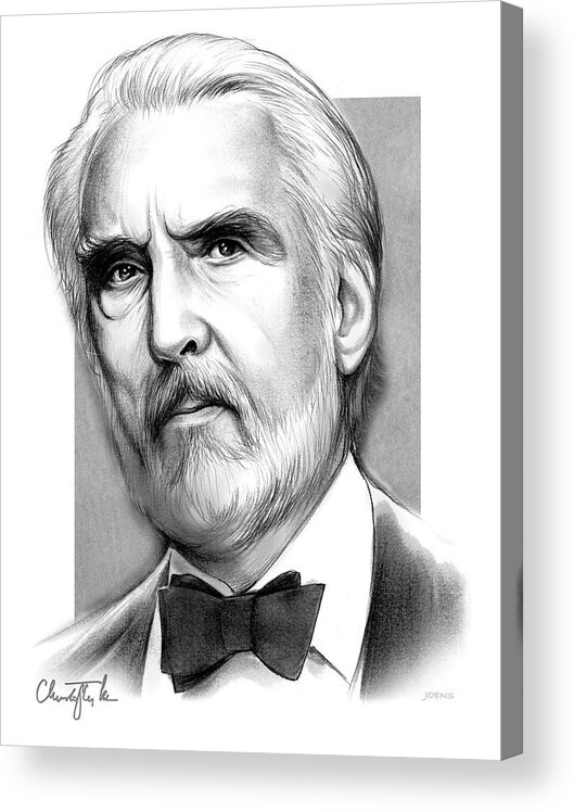 Christopher Lee Acrylic Print featuring the drawing Christopher Lee by Greg Joens