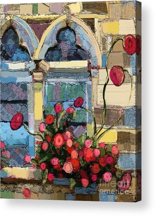 Bright Acrylic Print featuring the painting Church Window by Carrie Joy Byrnes