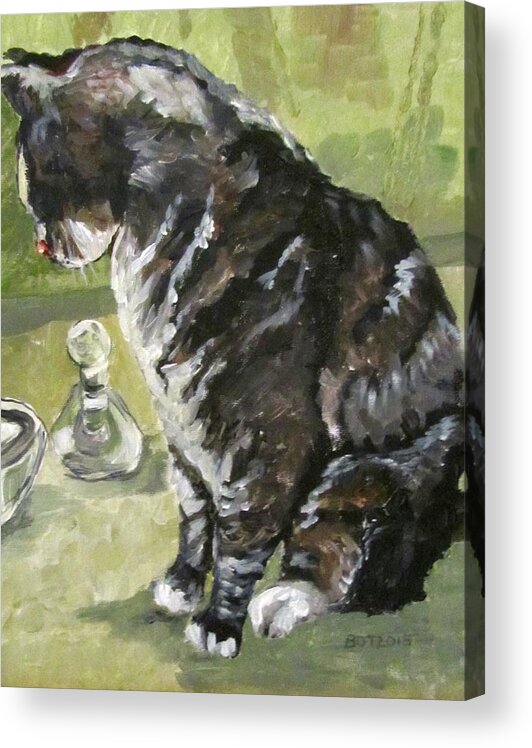 Cat Acrylic Print featuring the painting Cinder by Barbara O'Toole