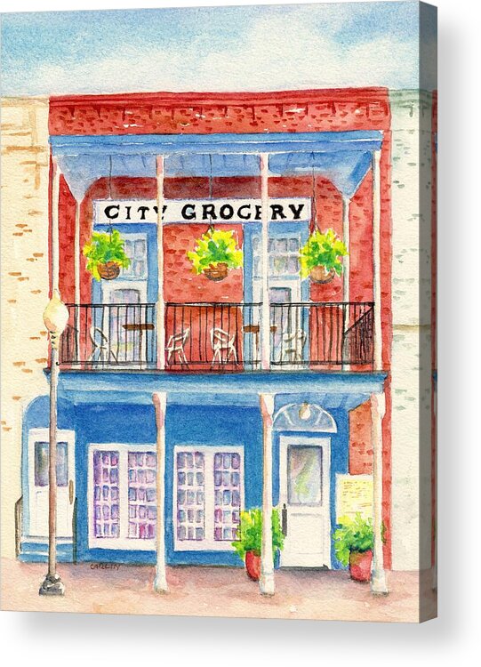 Oxford Ms Acrylic Print featuring the painting City Grocery Oxford Mississippi by Carlin Blahnik CarlinArtWatercolor