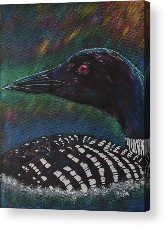 Loon Acrylic Print featuring the mixed media Clair de Lune by Elizabeth Cox