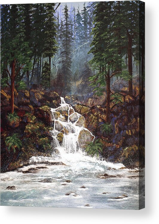 Waterfall Acrylic Print featuring the painting Clearwater Falls by Diane Schuster
