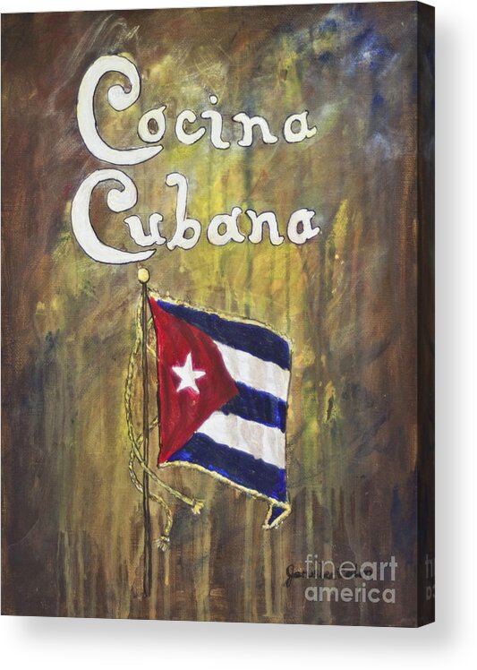 Kitchen Acrylic Print featuring the painting Cocina Cubana by Janis Lee Colon