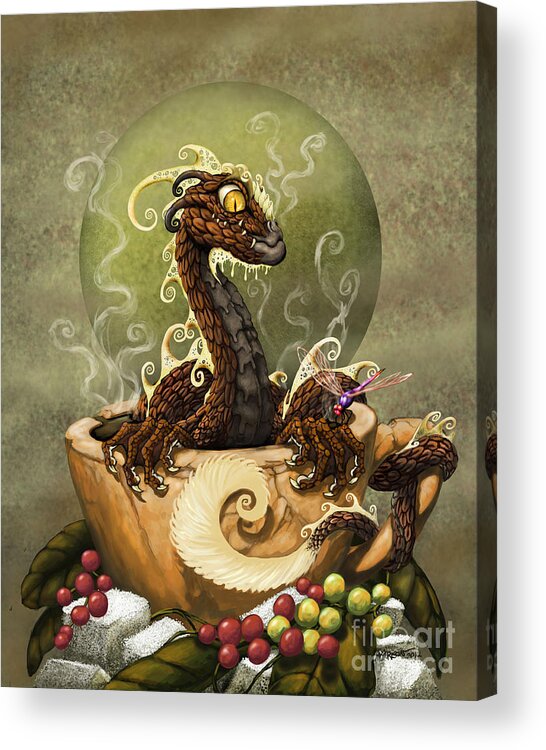 Dragon Acrylic Print featuring the digital art Coffee Dragon by Stanley Morrison