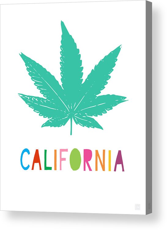 California Acrylic Print featuring the mixed media Colorful California Cannabis- Art by Linda Woods by Linda Woods