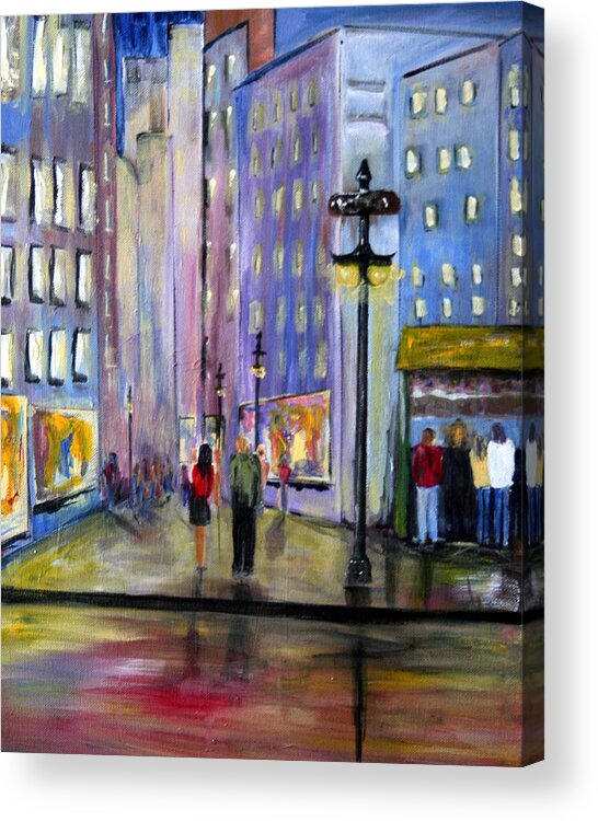 Cityscene Acrylic Print featuring the painting Come Away With Me by Julie Lueders 