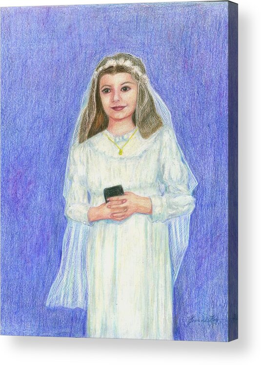 Confirmation Portrait Acrylic Print featuring the painting Confirmation by Jeanne Juhos