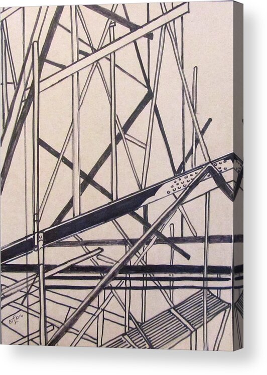 Building Acrylic Print featuring the drawing Construction Zone by Barbara O'Toole