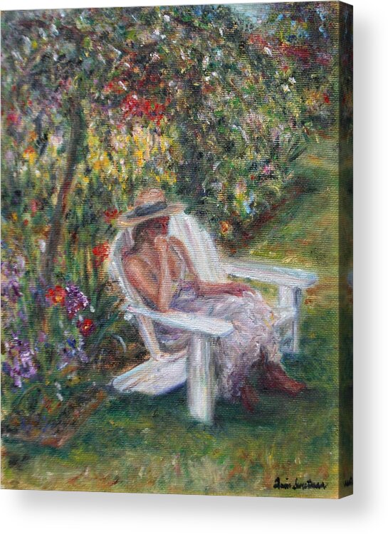 Quin Sweetman Acrylic Print featuring the painting Contemplation in the Garden by Quin Sweetman