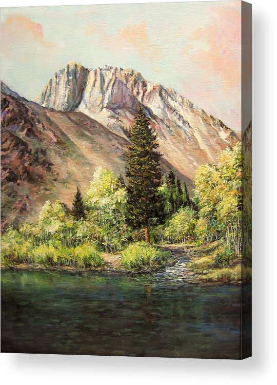 Nature Acrylic Print featuring the painting Convict Lake in May by Donna Tucker