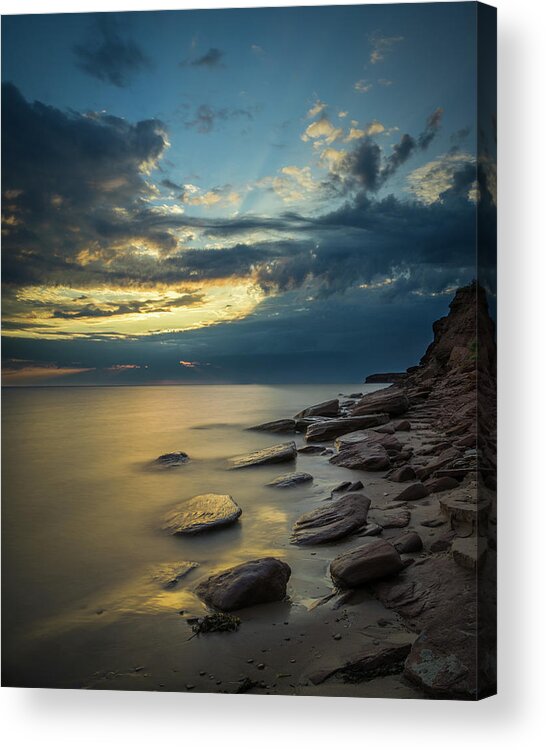 Bluffs By The Ocean Acrylic Print featuring the photograph Cool Still Cavendish Waters by Chris Bordeleau