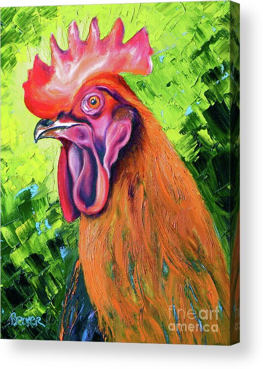 Rooster Acrylic Print featuring the painting Copper Maran French Rooster by Susan A Becker