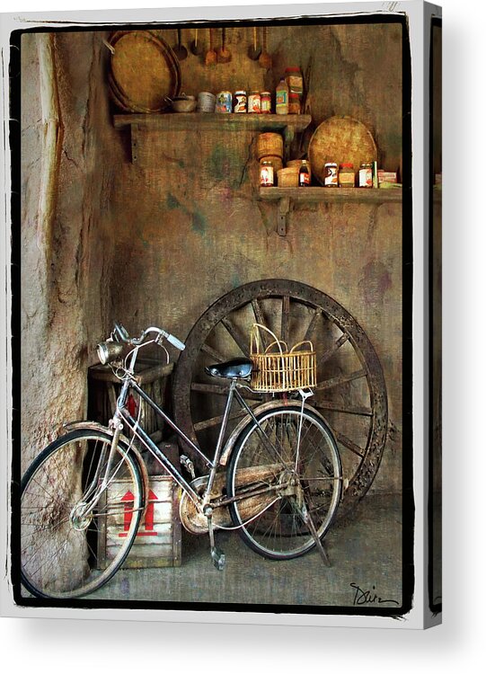 Old Bike Acrylic Print featuring the photograph Corner of the Shop by Peggy Dietz
