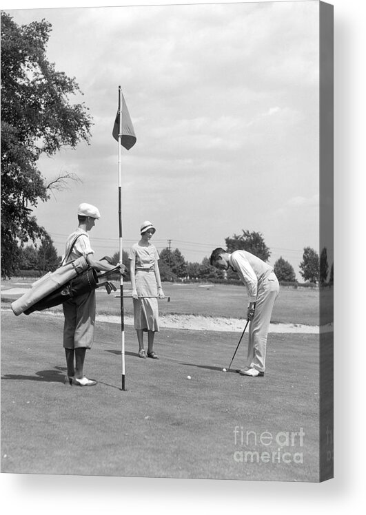 1930s Acrylic Print featuring the photograph Couple Playing Golf, C.1930s by H. Armstrong Roberts/ClassicStock