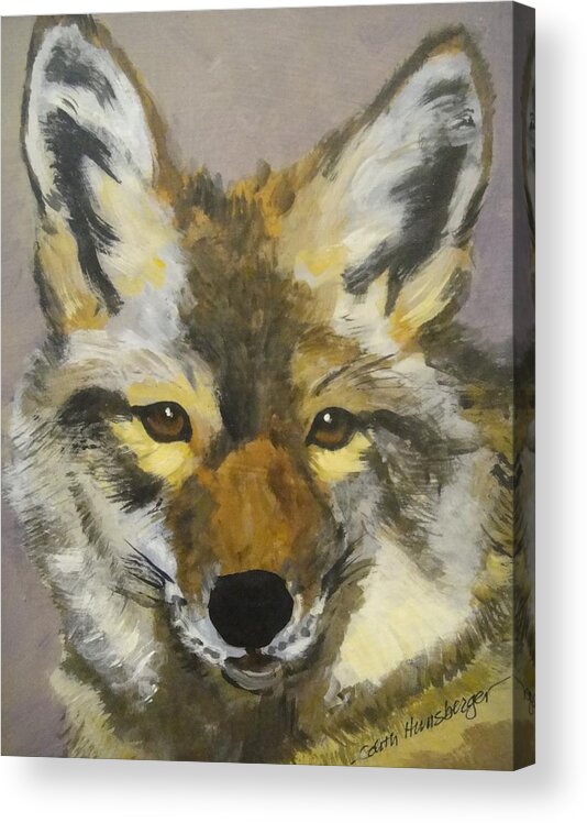 Coyote Acrylic Print featuring the painting Coyote by Edith Hunsberger