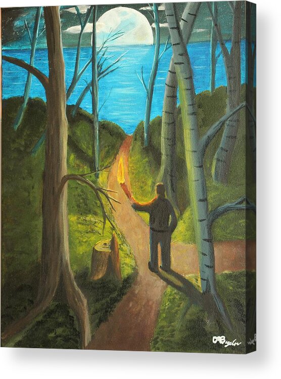 Forest Acrylic Print featuring the painting Crossroads by David Bigelow