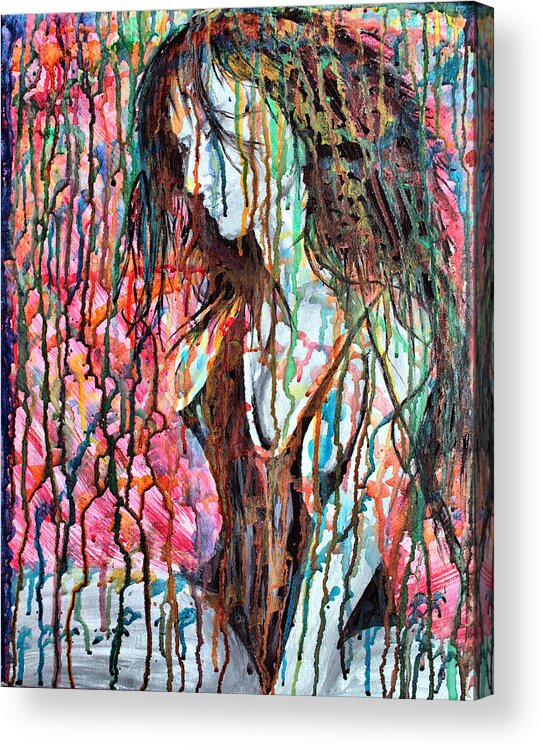 Abstract Acrylic Print featuring the painting Crying by Eric Wait