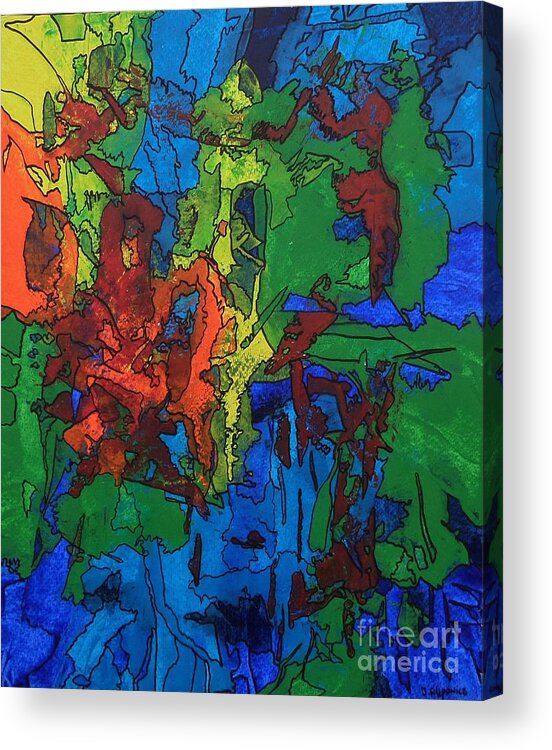 Abstract Composition Acrylic Print featuring the painting Crystalline by Jarek Filipowicz