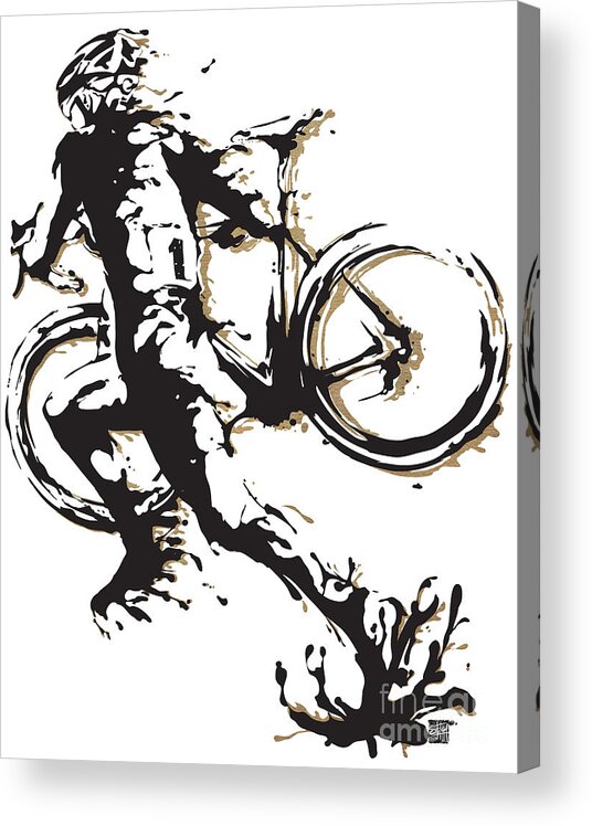 Cyclocross Acrylic Print featuring the painting Cyclocross Poster1 by Sassan Filsoof
