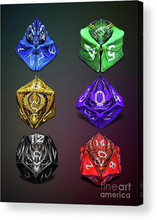 Dragon Acrylic Print featuring the digital art D4-20 Dragon dice poster by Stanley Morrison