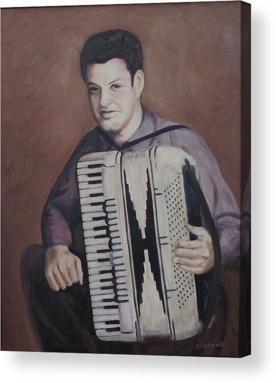 Music Acrylic Print featuring the painting Daddy and His Accordion by Jill Ciccone Pike