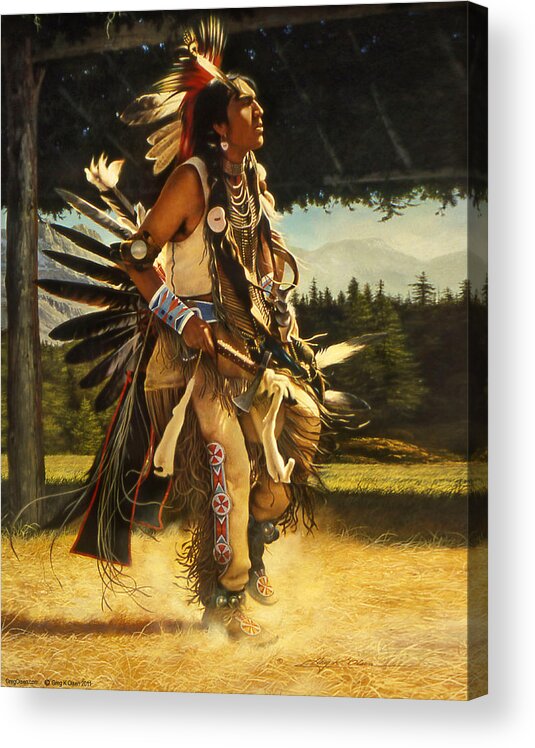 Native American Acrylic Print featuring the painting Dance of His Fathers by Greg Olsen