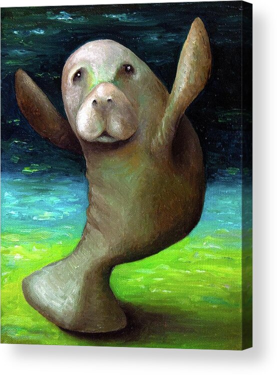 Manatee Acrylic Print featuring the painting Dance of the Manatee by Leah Saulnier The Painting Maniac