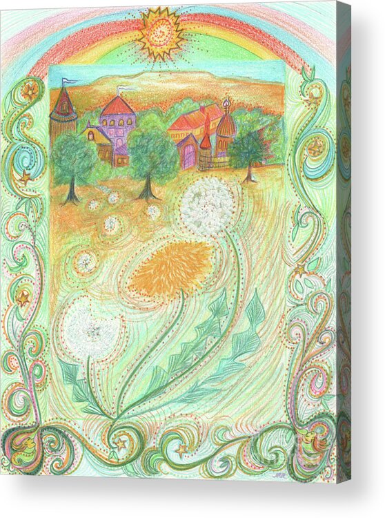First Star Art Acrylic Print featuring the drawing Dandelion Village by jrr by First Star Art
