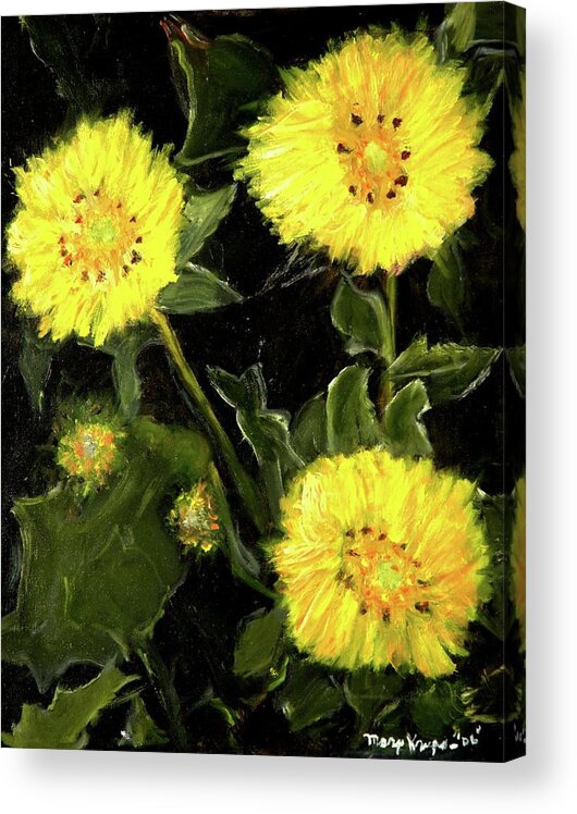Dandelions Acrylic Print featuring the painting Dandelions by Mary Krupa by Bernadette Krupa