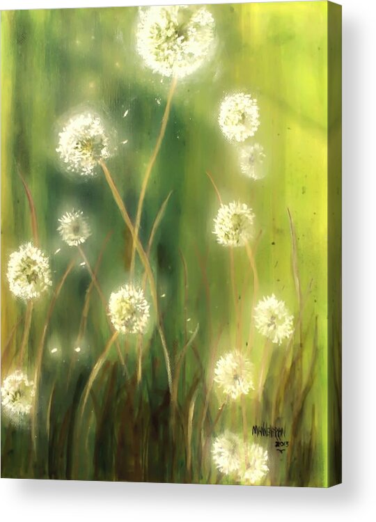 Ablaze Acrylic Print featuring the painting Dandelions by Melissa Herrin