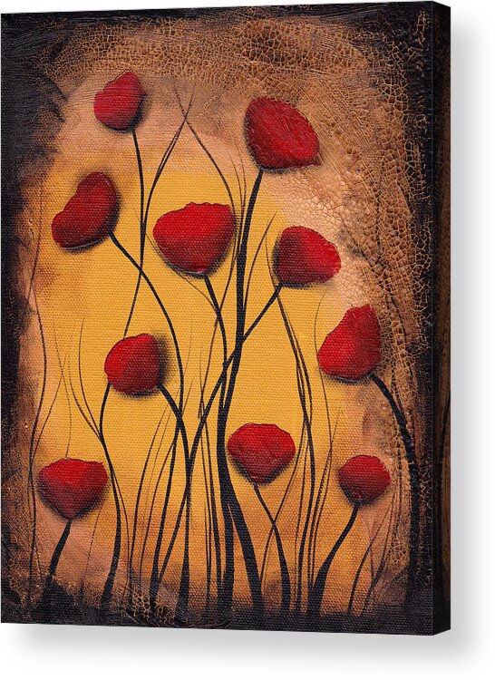 Abstract Acrylic Print featuring the painting Dawn of the Poppies by Abril Andrade