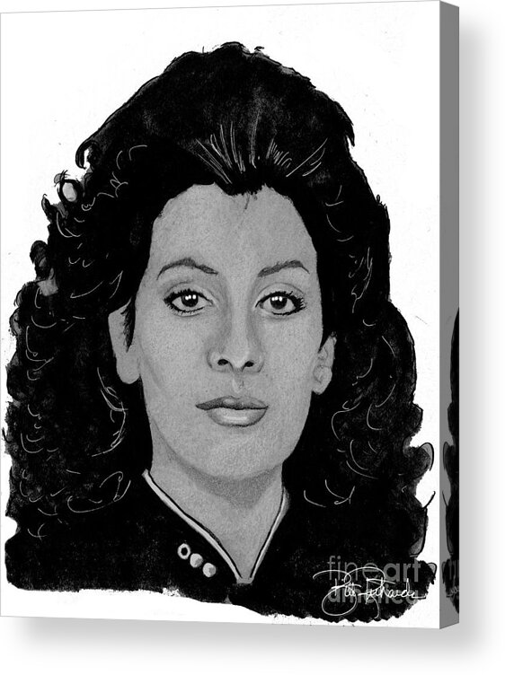 Star Acrylic Print featuring the drawing Deanna Troi by Bill Richards