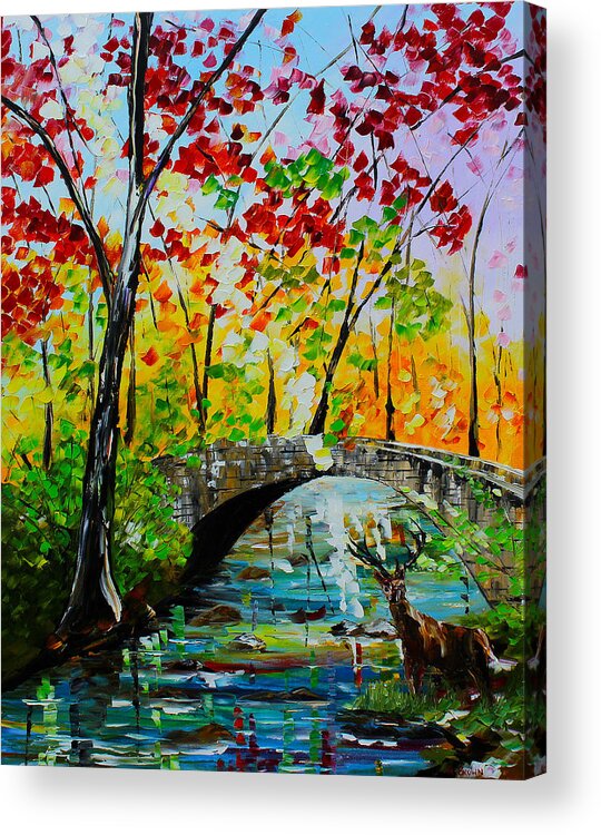 City Paintings Acrylic Print featuring the painting Deer Crossing by Kevin Brown