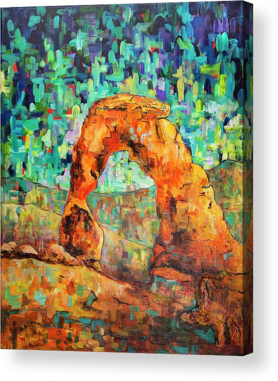 Delicatearch Acrylic Print featuring the painting Delicate Arch as an Impression by Sally Quillin