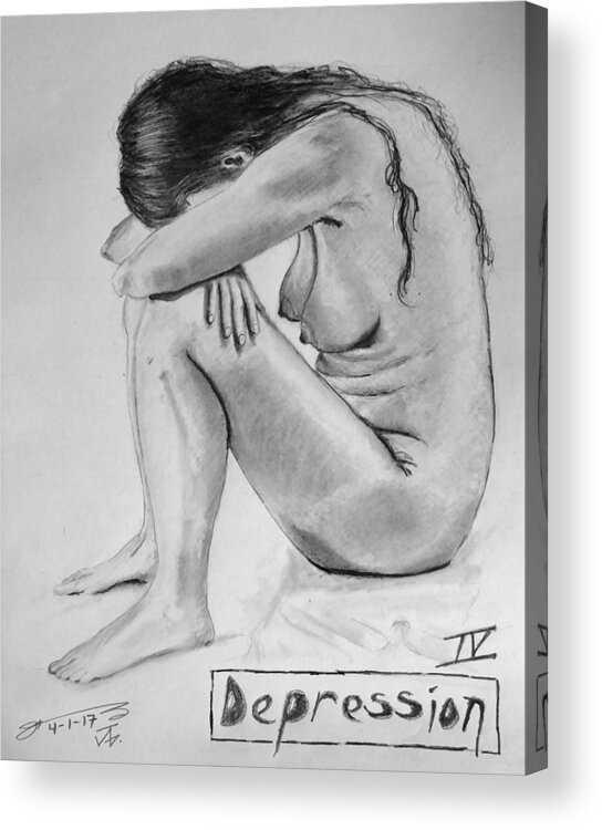 Depression Iv Acrylic Print featuring the drawing Depression IV by Jose A Gonzalez Jr