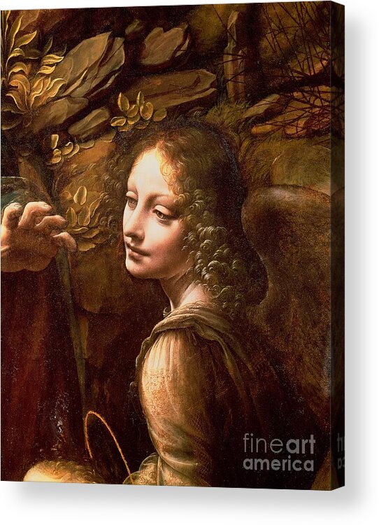 Leonardo Da Vinci Acrylic Print featuring the painting Detail of the Angel from The Virgin of the Rocks by Leonardo Da Vinci