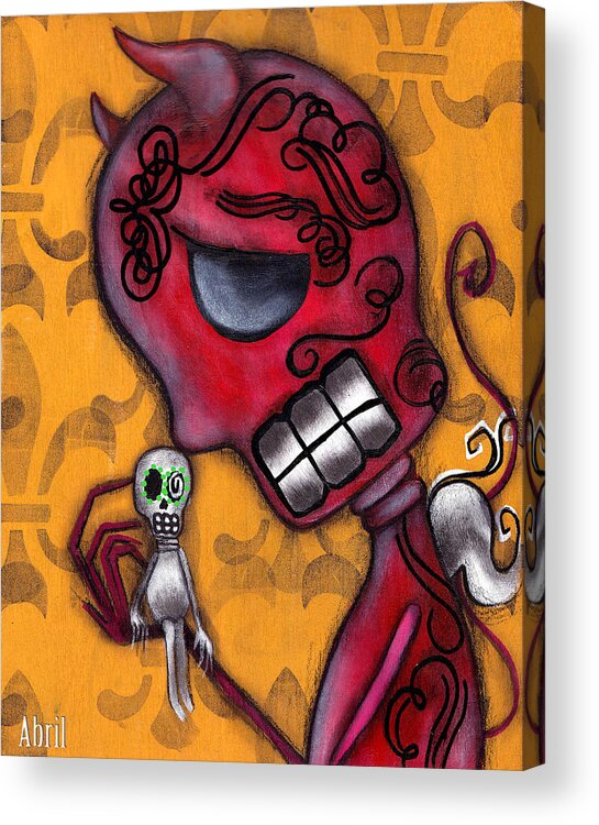 Day Of The Dead Acrylic Print featuring the painting Diablito by Abril Andrade