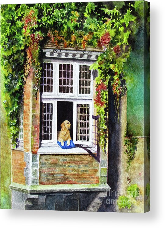  Dog Acrylic Print featuring the painting Dog in the Window by Karen Fleschler