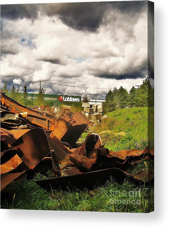 Photgraphy Acrylic Print featuring the photograph Domfer Deconstruction Twisted Metal by Reb Frost