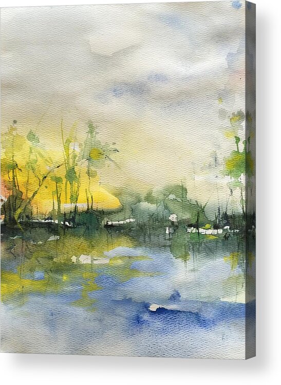 Abstract Acrylic Print featuring the painting Down By the Riverside by Robin Miller-Bookhout