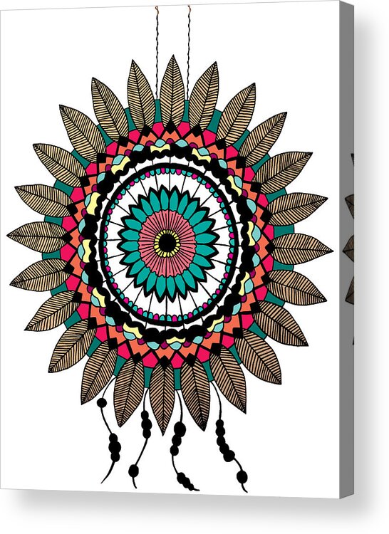 Mandala Acrylic Print featuring the digital art Dreamcatcher Mandala by Elizabeth Davis