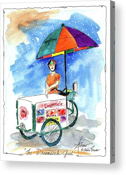 Ice Cream Acrylic Print featuring the painting Dreamsicle Girl by Adele Bower