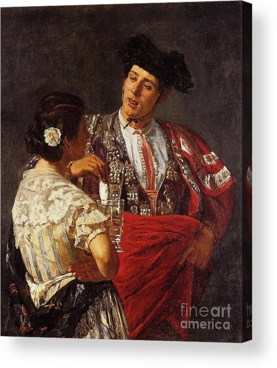 Mary Cassatt Acrylic Print featuring the painting Drink with bullfighter by MotionAge Designs